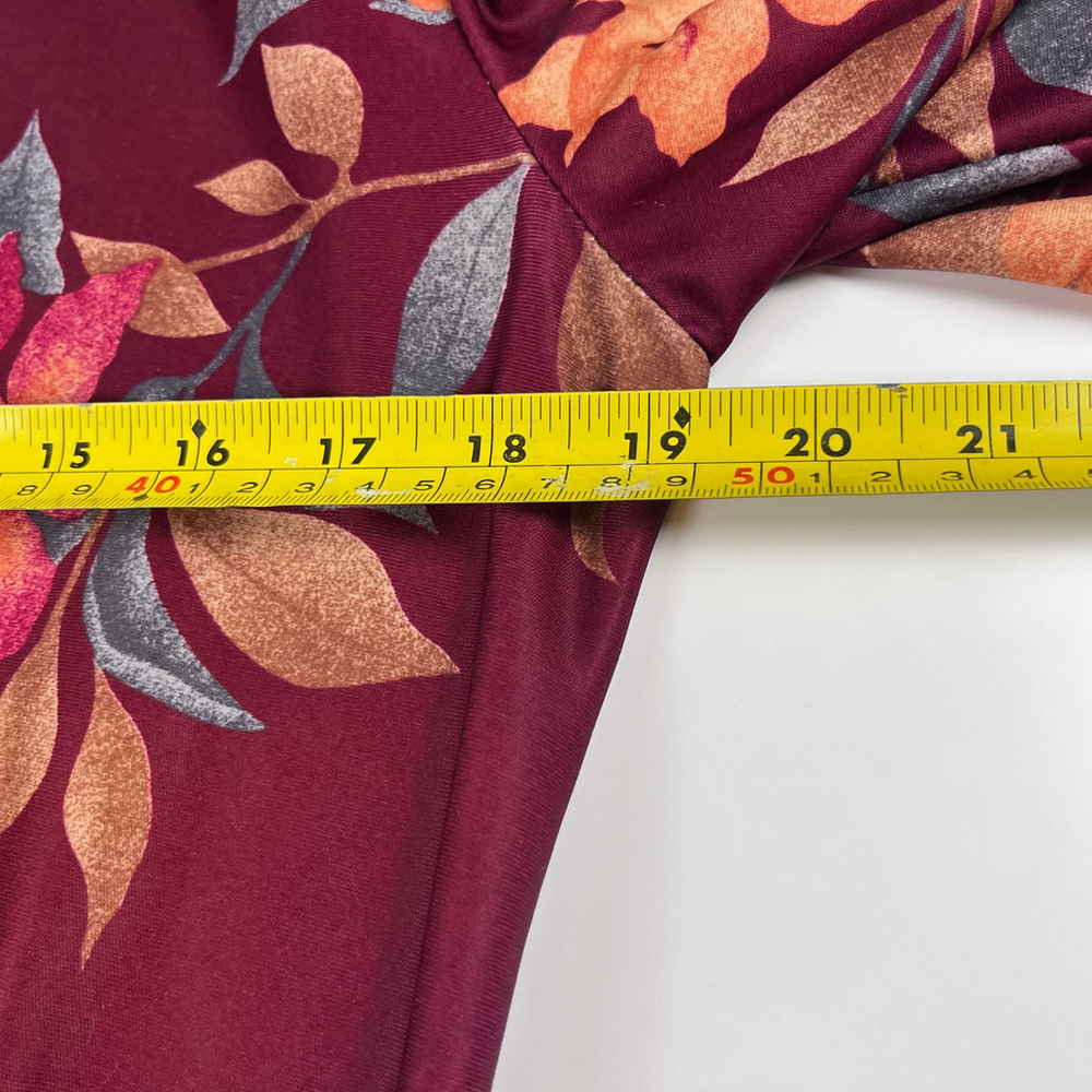 Vintage Heiress Judy Gail women robe burgundy floral size M - Picture 11 of 12